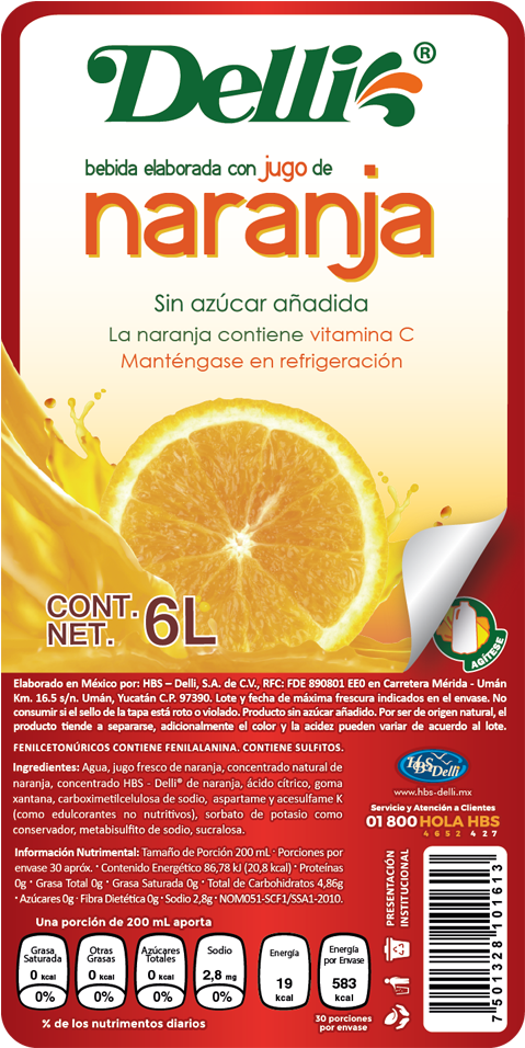 Etiqueta Frente 120 - Etiqueta De Jugo De Naranja (1000x1000), Png Download