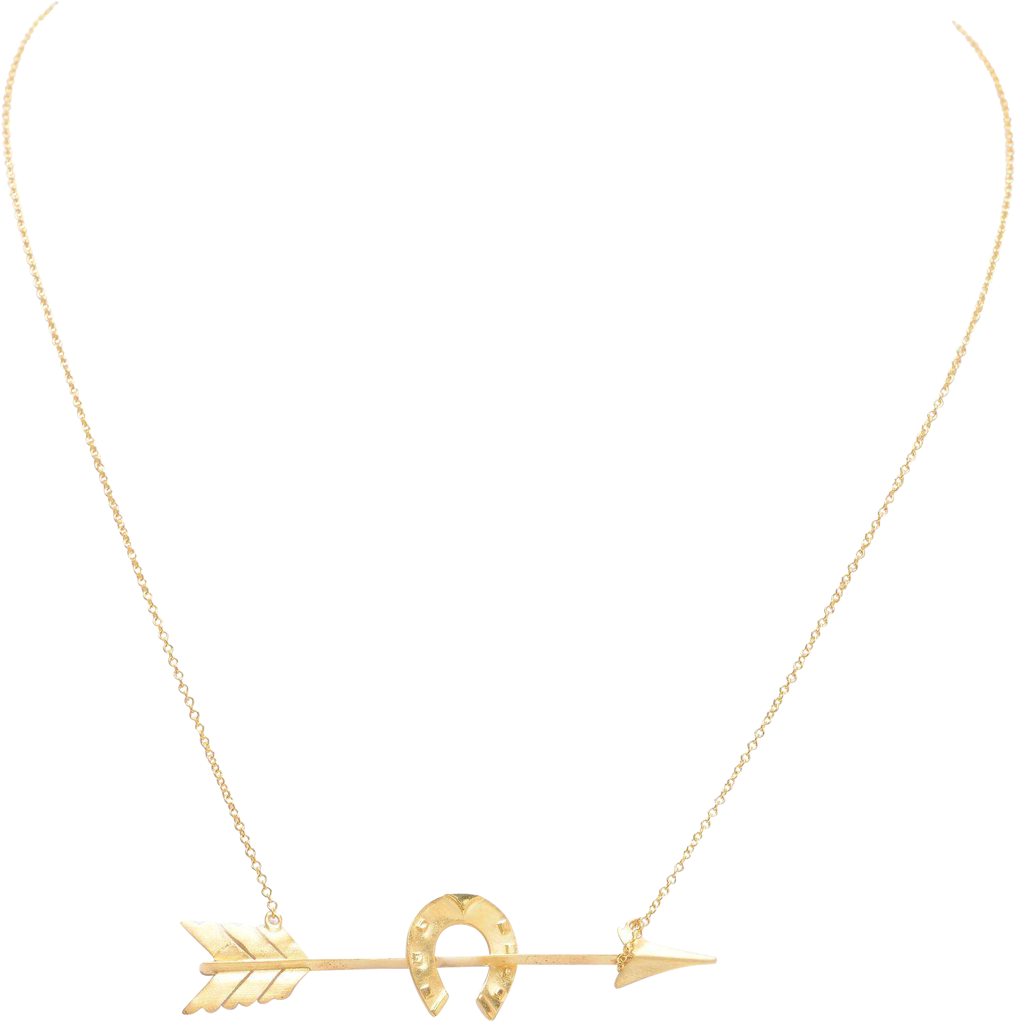 Gold Arrow And Horseshoe Necklace - Necklace (1444x1444), Png Download