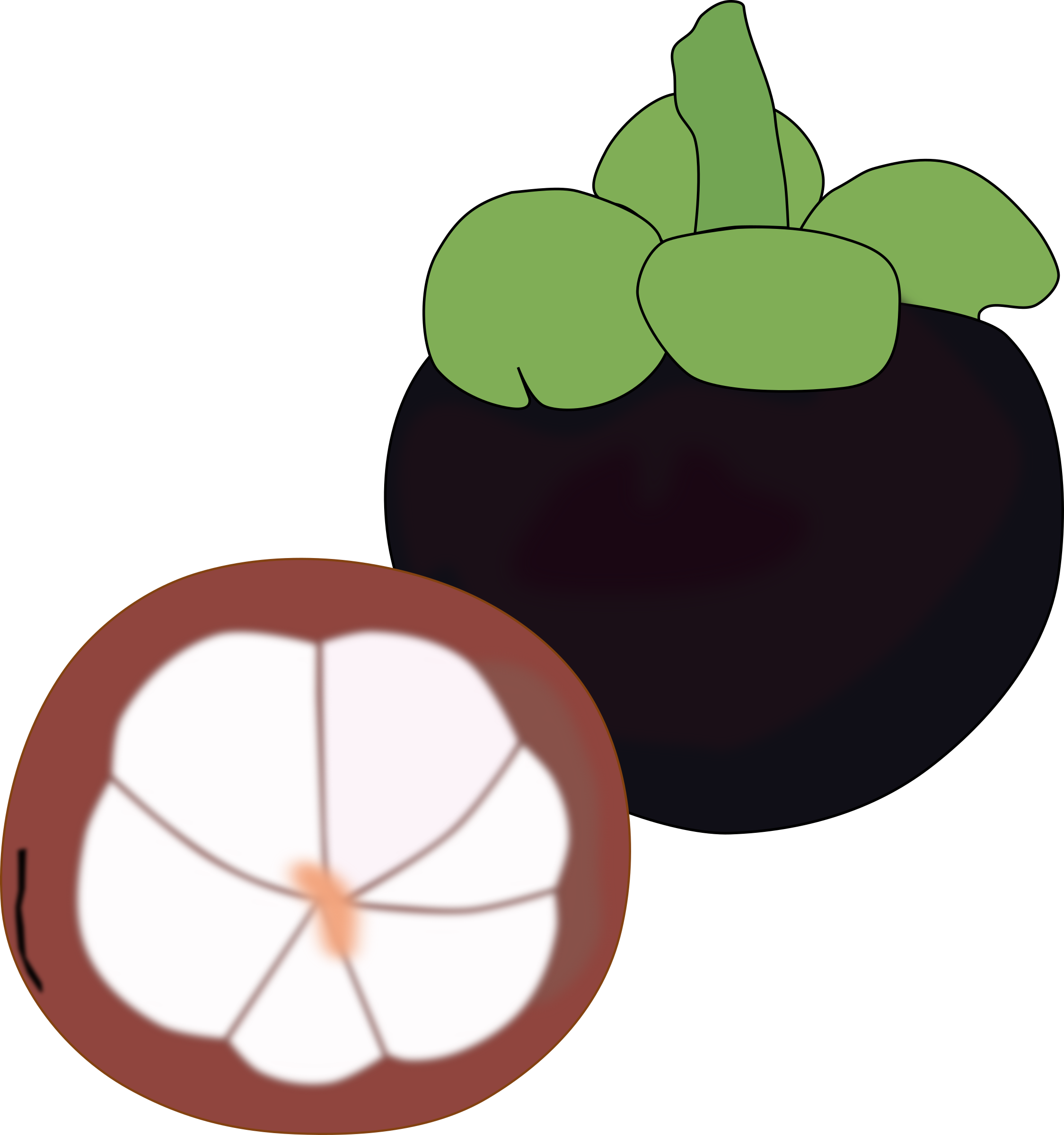 Flat, Fruit, Fuzzy - Clipart Mangosteen (2249x2400), Png Download