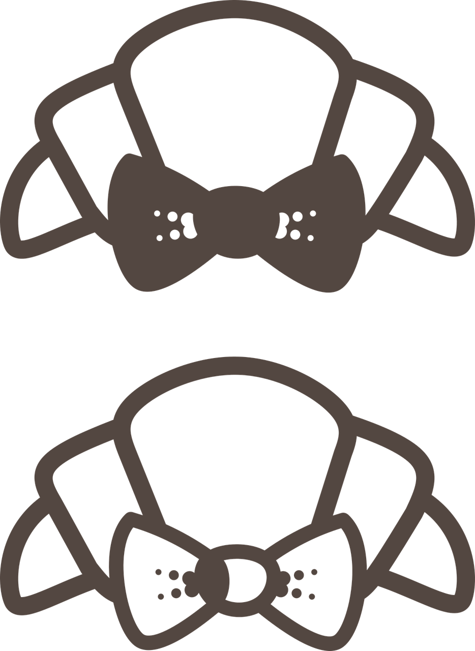 Croissant Bow Tie - Croissant Clipart Png (934x1280), Png Download
