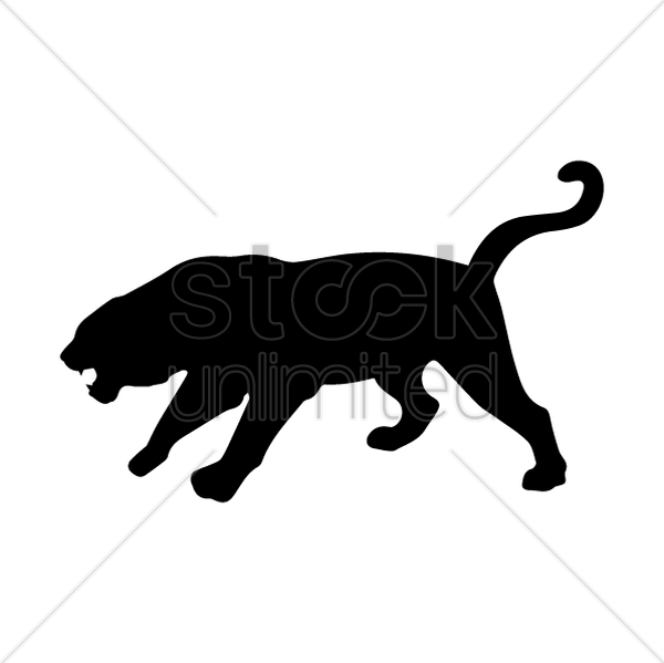 Silhouette Of Tiger V矢量图形 - Illustration (600x599), Png Download