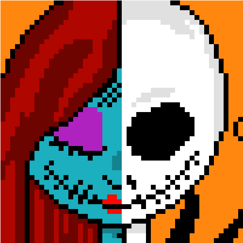Jack And Sally - Nightmare Before Christmas Pixel Art (600x580), Png Download