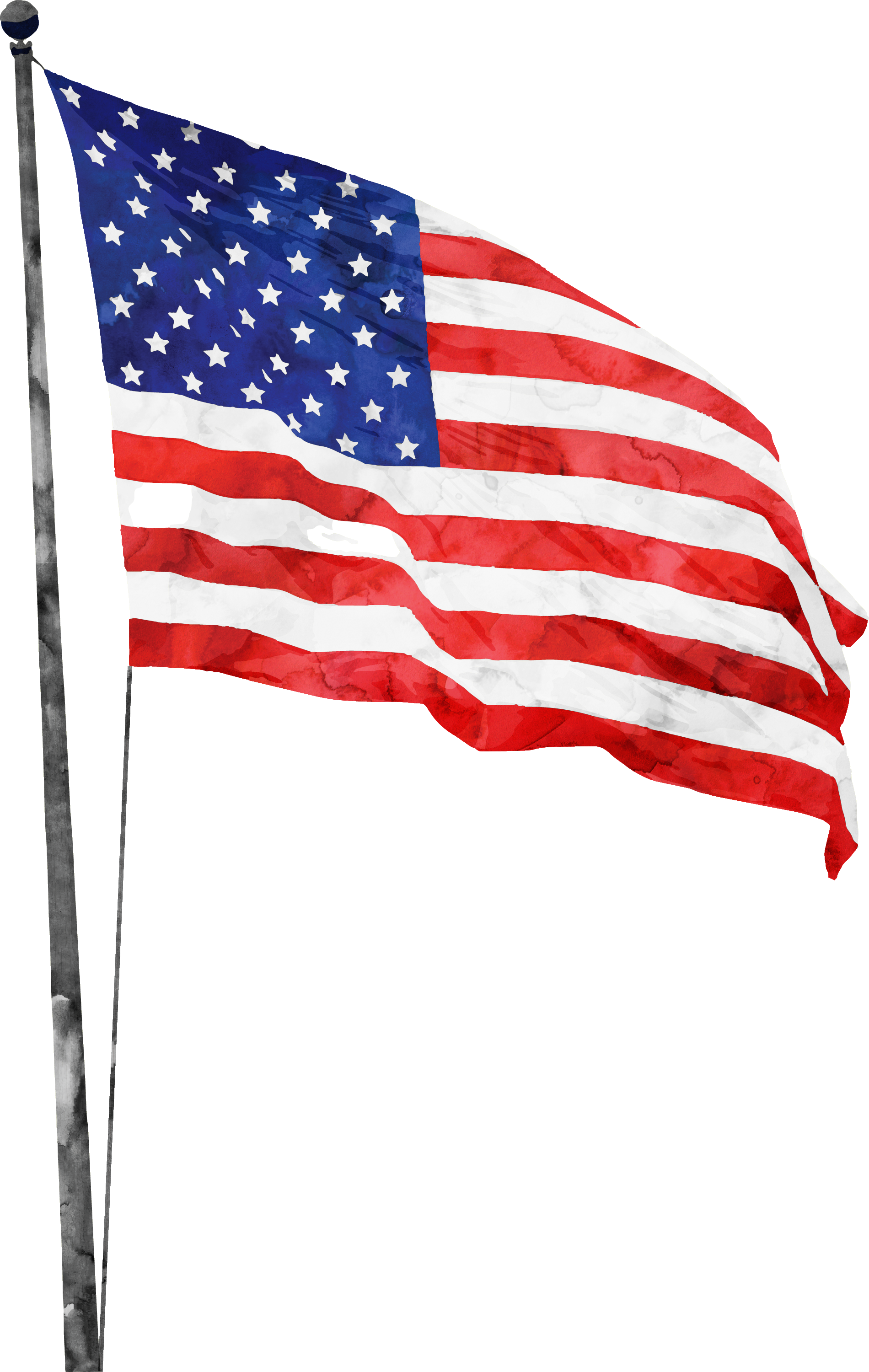 水彩画美国旗子 - American Flag Transparent (1900x3000), Png Download
