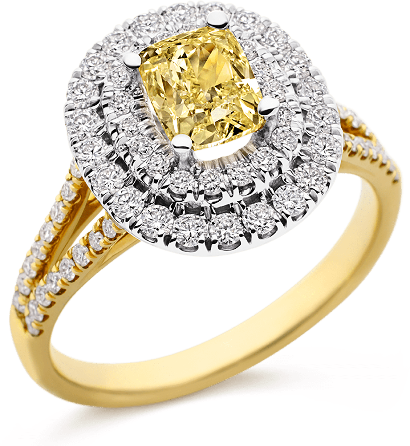 Yellow And White Diamond Ring - Pre-engagement Ring (1700x1800), Png Download