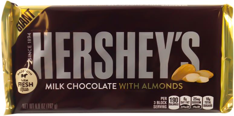 Hershey's Giant Bar Milk Chocolate With Almonds - Hershey's (800x600), Png Download
