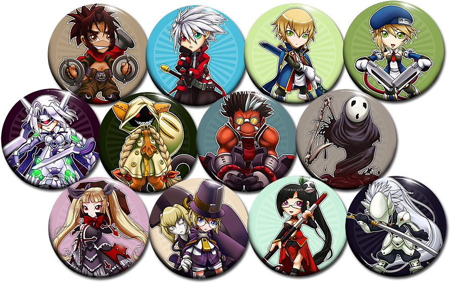 Blaz Blue Button Set - Blazblue Chibi (933x583), Png Download