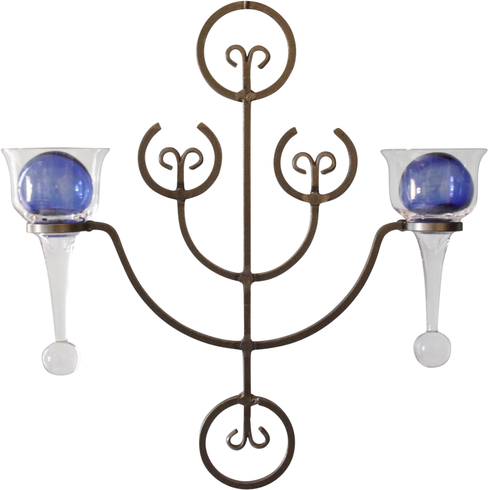 Iron Wall Candle Holder Decor Country Hanger - Circle (1084x1089), Png Download