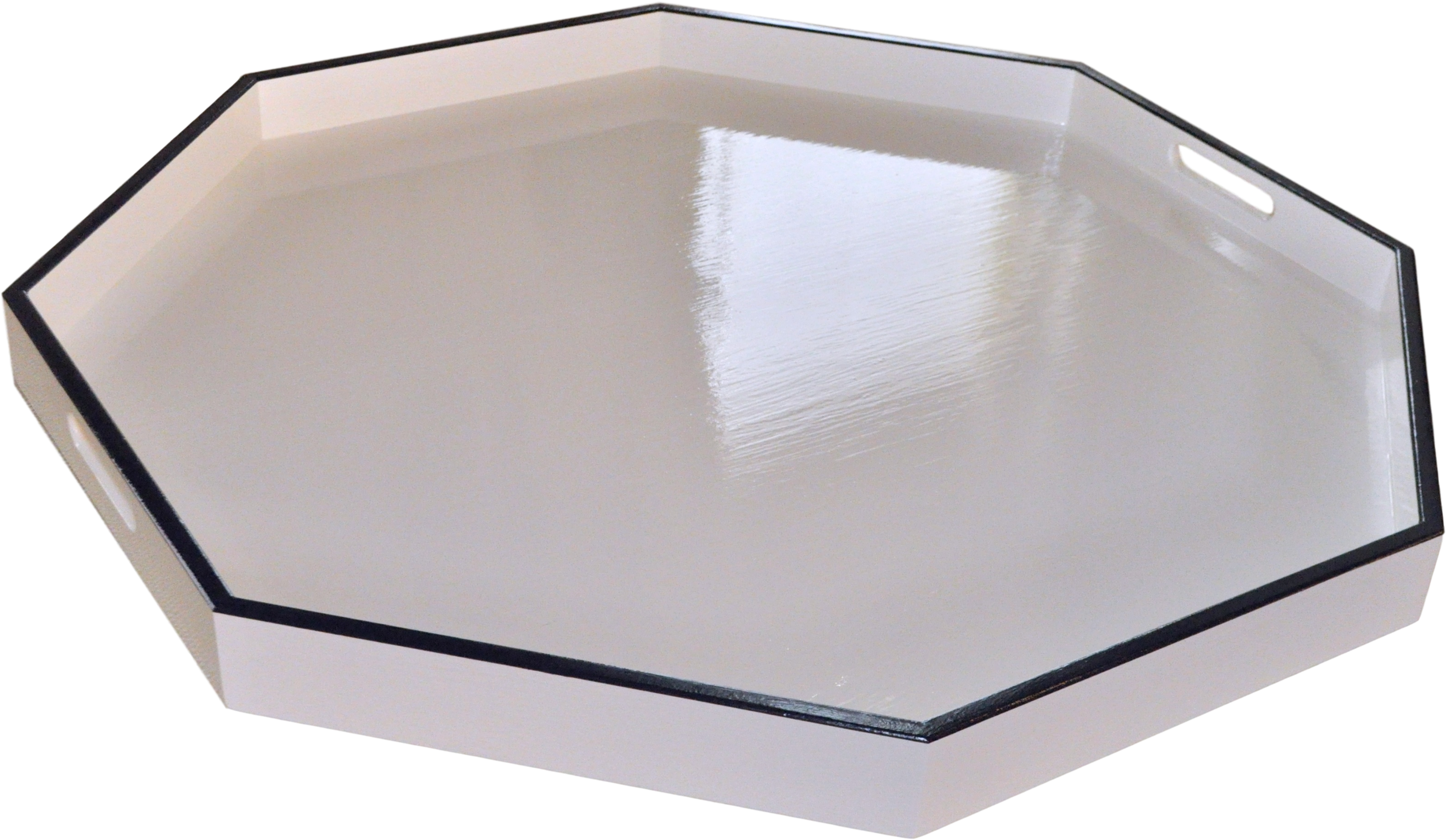 White With Navy Trim Octagon Large Ottoman Tray - Box (3310x2217), Png Download