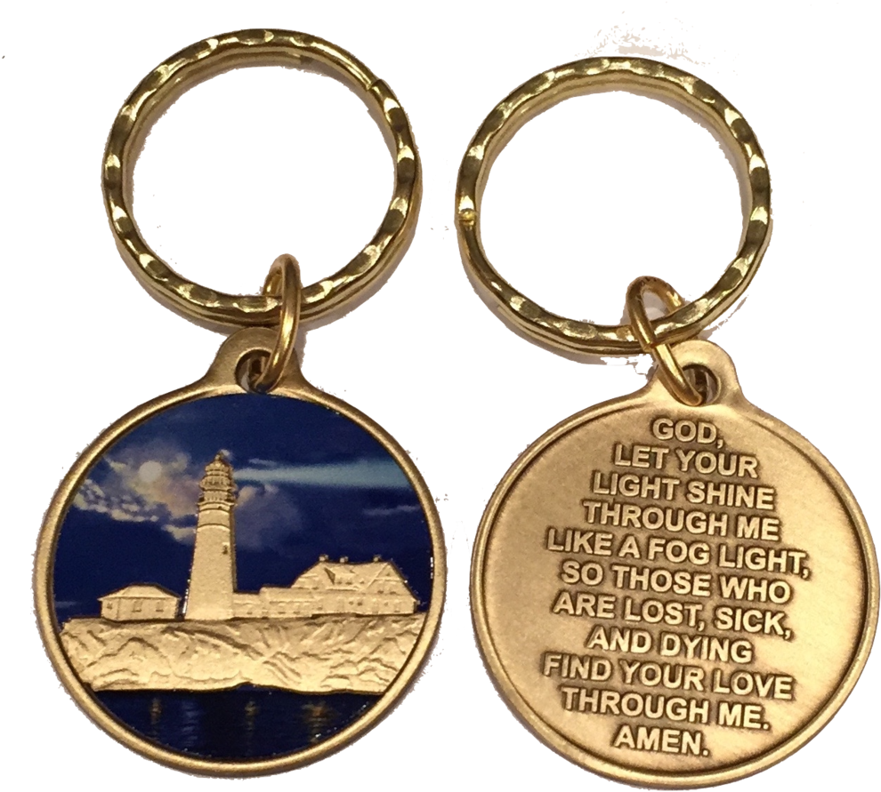 Fog Light Prayer Color Keychain Light House Aa Medallion - Keychain (1024x911), Png Download