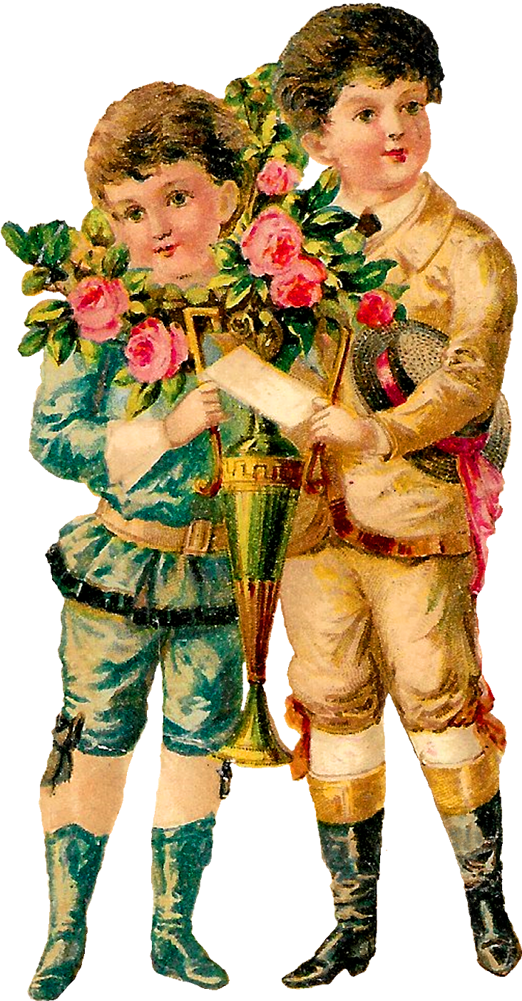 Rose Spring Romantic Children Valentine Victorian Clipart - Victorian Era (986x1600), Png Download