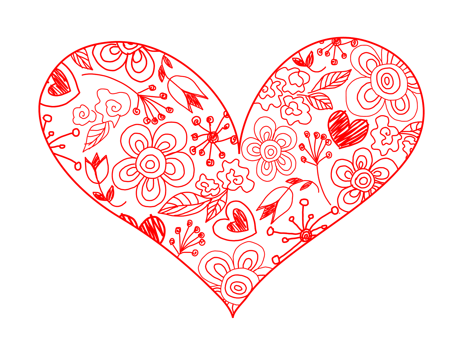 I Love You Hearts And Roses Drawings - Heart Clipart Vintage (1600x1149), Png Download