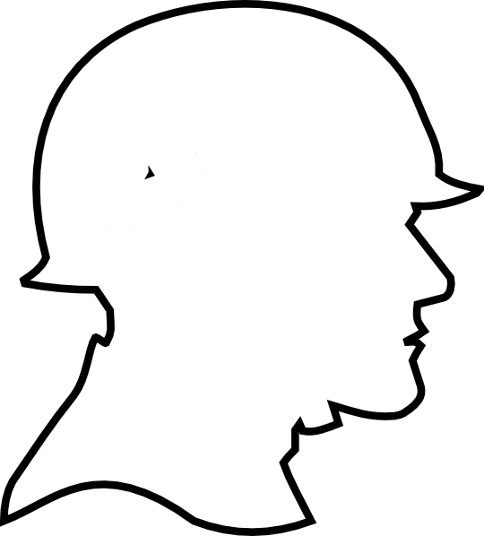 Silhouette Of A Soldier's Head (540x598), Png Download