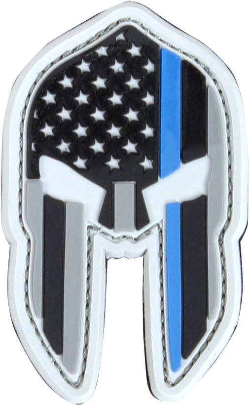 Pvc Thin Blue Line Spartan Helmet Patches - Thin Blue Line Spartan Helmet Art (1000x1000), Png Download
