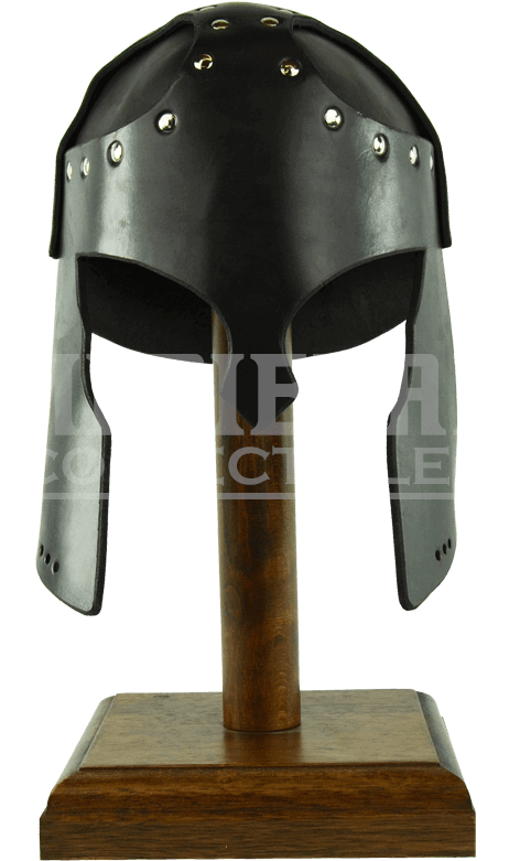 Armor Venue: Leather Greek Helmet Head Armour Black (800x800), Png Download