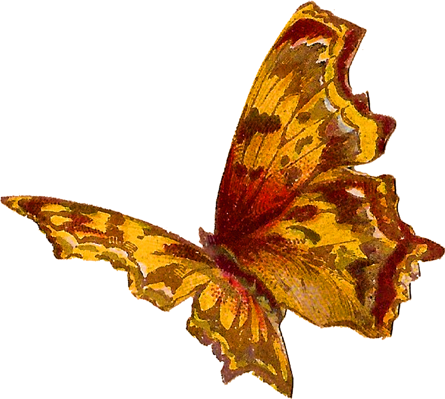 Yellow Butterfly Image - Painting Butterfly Png (1600x1427), Png Download