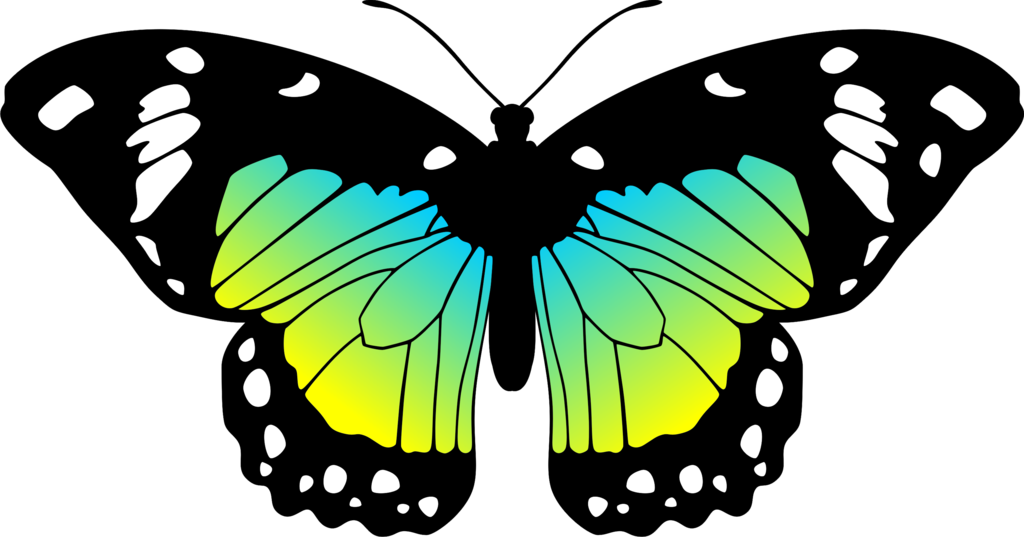 Moves Clipart Real Butterfly Pencil And In Color Moves - Butterfly Blue And Yellow (1024x537), Png Download