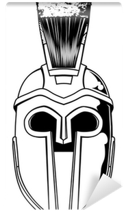 Monochrome Spartan Helmet Illustration Wall Mural • - Spartan Helmet Sketches (400x400), Png Download