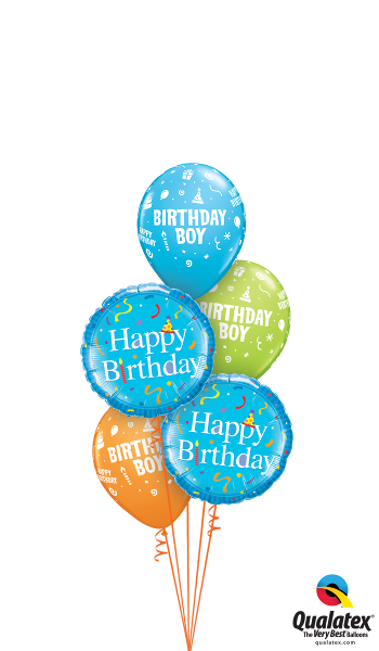 Confetti Birthday Boy Bouquet - 22 Birthday Boy Balloons (350x600), Png Download