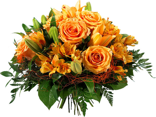 Bouquet Flowers Png - Bouquet Orange (600x451), Png Download