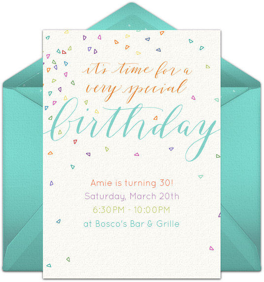 Colorful Confetti Blue Online Invitation - Wedding Invitation (650x650), Png Download