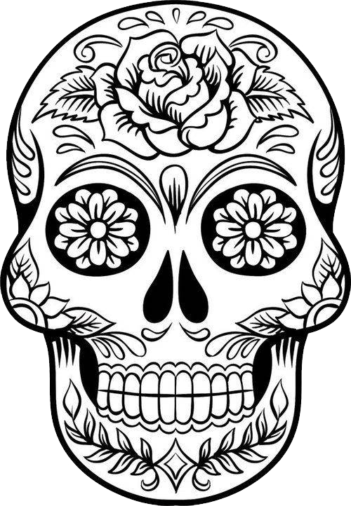 Skull Png - Desenho De Caveira Mexicana (500x722), Png Download
