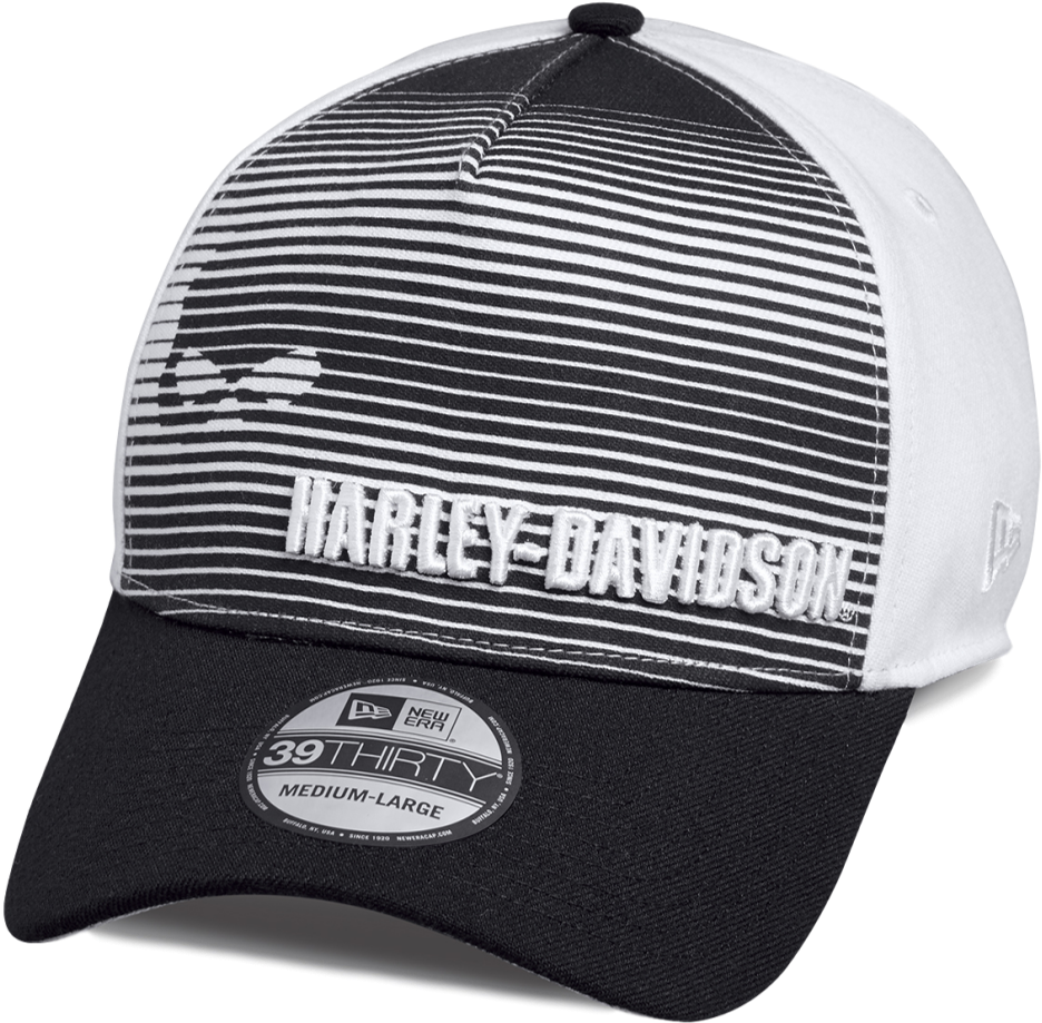 Men's Black Skull Striped 39thirty Cap (1024x1024), Png Download