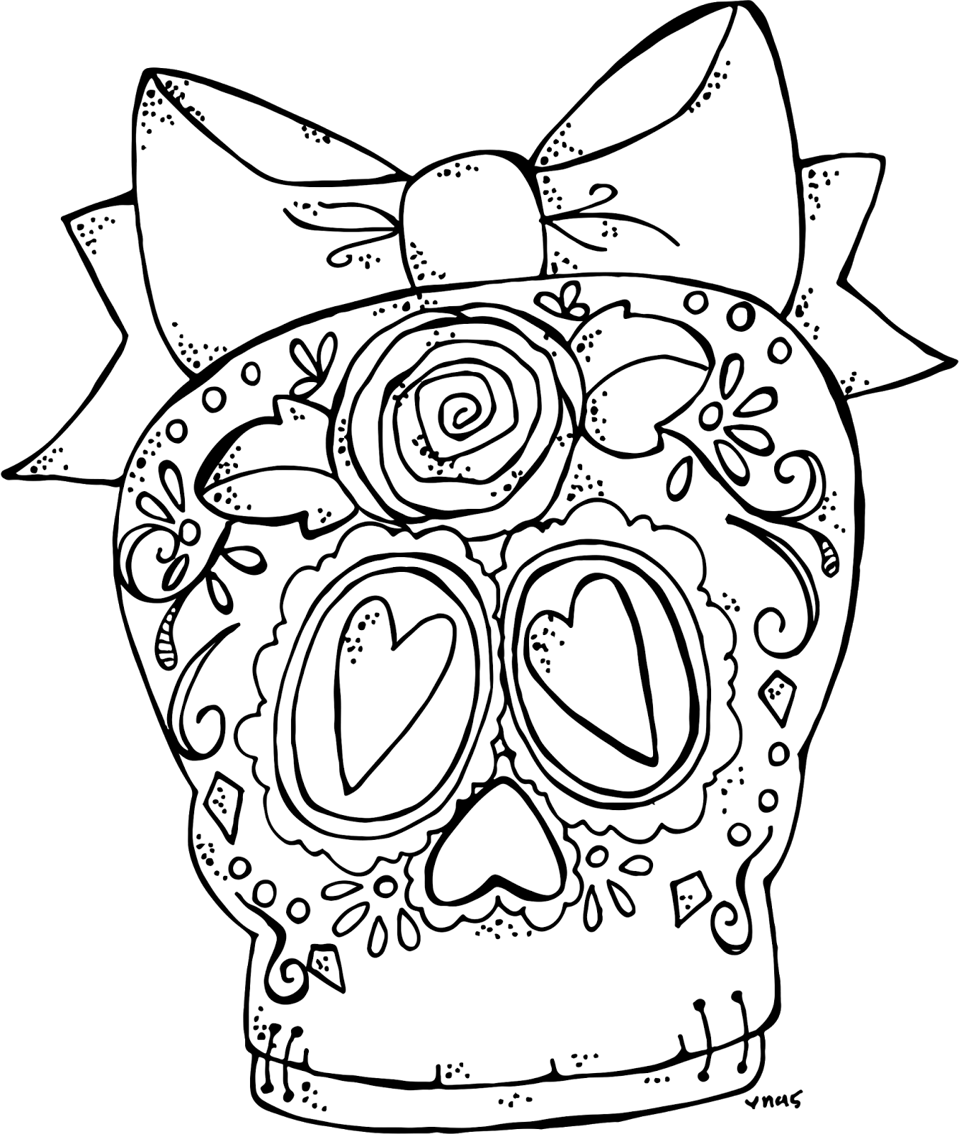 Sugar Skull Freebie 2015 Banner Black And White Download - Clip Art (1354x1600), Png Download