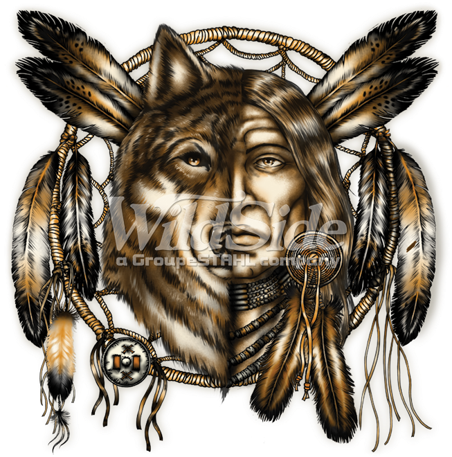 Indian And Wolf Dreamcatcher - Indian Wolf Dream Catchers (675x675), Png Download