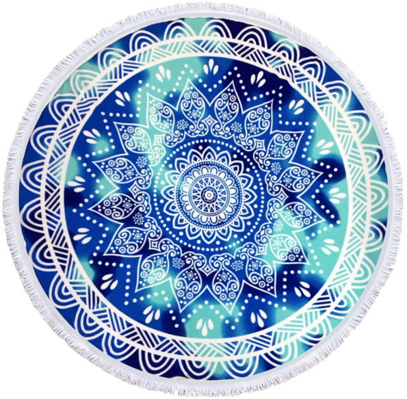 Round Beach Towel/ Mandala Thick Towel With Tassels/ (600x600), Png Download
