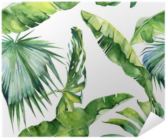 Seamless Watercolor Illustration Of Tropical Leaves, - Dense Tropical Leaves (400x400), Png Download