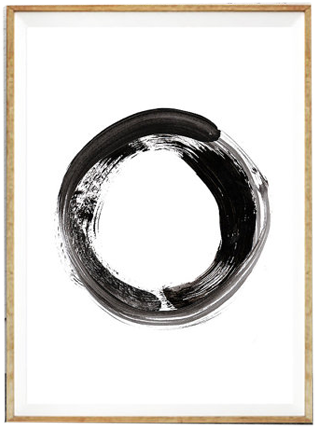 Contemporary Art, Brush Stroke Circle Print, Black - Contemporary Art (350x456), Png Download