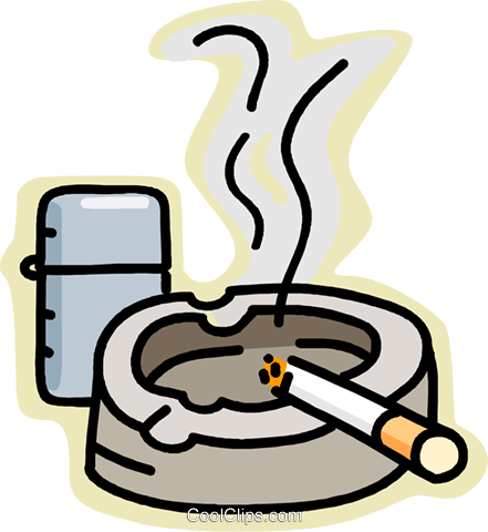 Cigarette And Ashtray Royalty Free Vector Clip Art - Cigarette Smoke (441x480), Png Download
