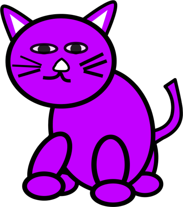 Purple Cat Clipart Jpg Royalty Free Stock - Purple Cat Clipart (600x677), Png Download