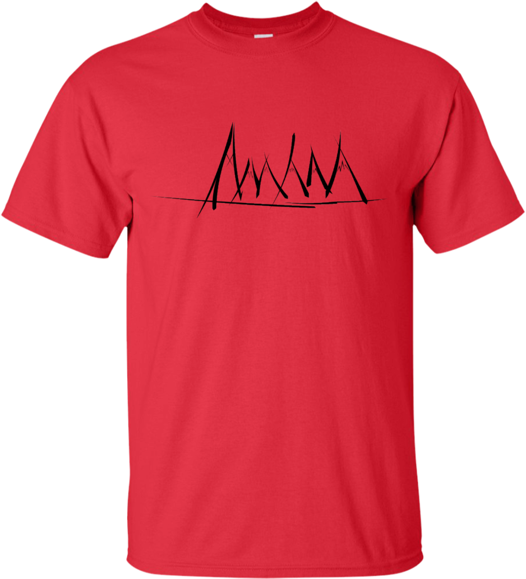 Mountain Brush Strokes T-shirt - Gildan Red T Shirt Front (1155x1155), Png Download