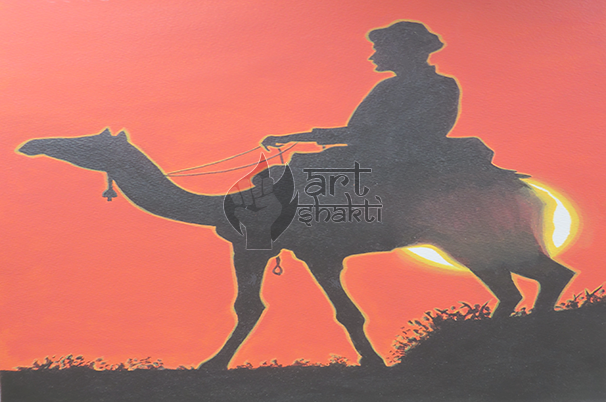 B/w Camel Rider Rajasthan India - Arabian Camel (606x402), Png Download