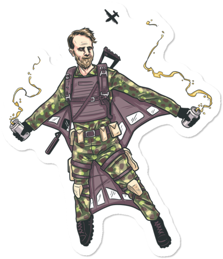 Hutch Wingsuit Sticker - Cartoon (650x650), Png Download