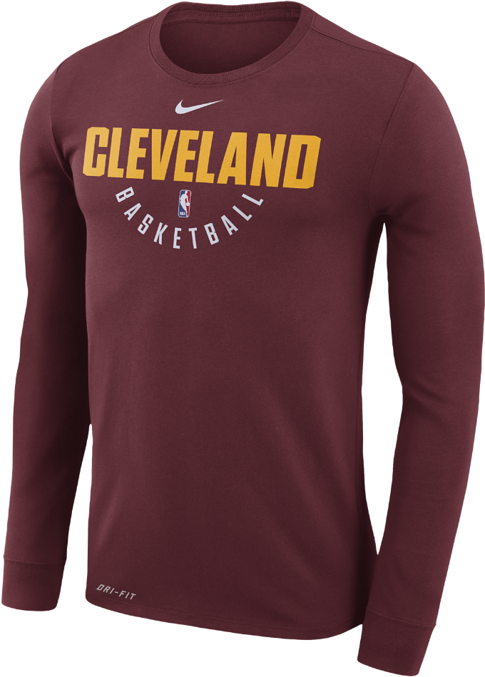 Cleveland Cavaliers Nike Dry Men's Long Sleeve Nba - Long-sleeved T-shirt (1000x1000), Png Download
