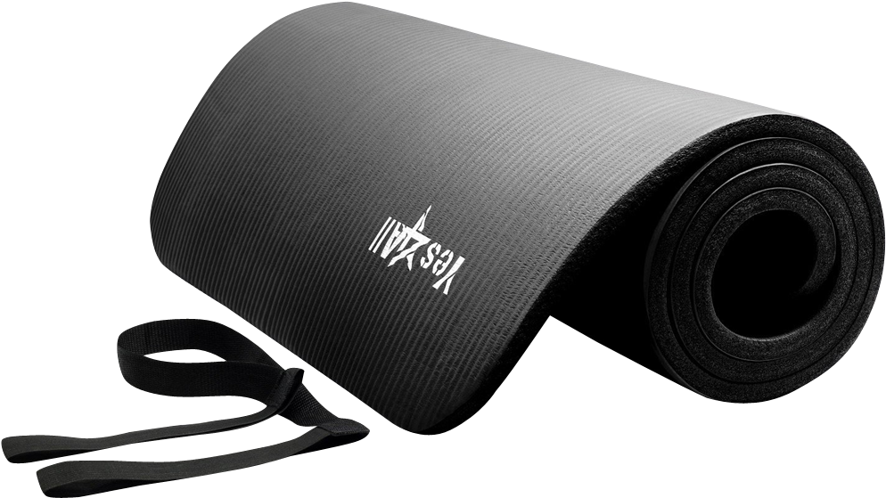 Extra Thick Exercise Yoga Mat With Carry Strap - Exercise Mat (1000x1000), Png Download