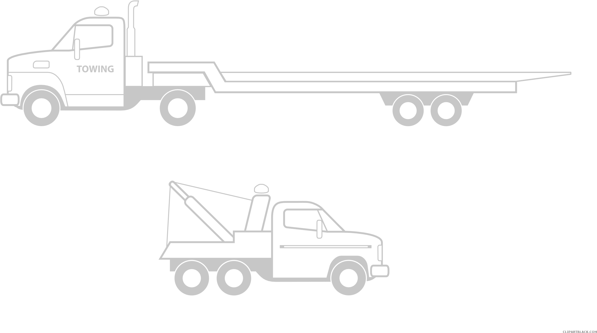 Tow Truck - Flatbed Tractor Trailer Png (2555x1401), Png Download