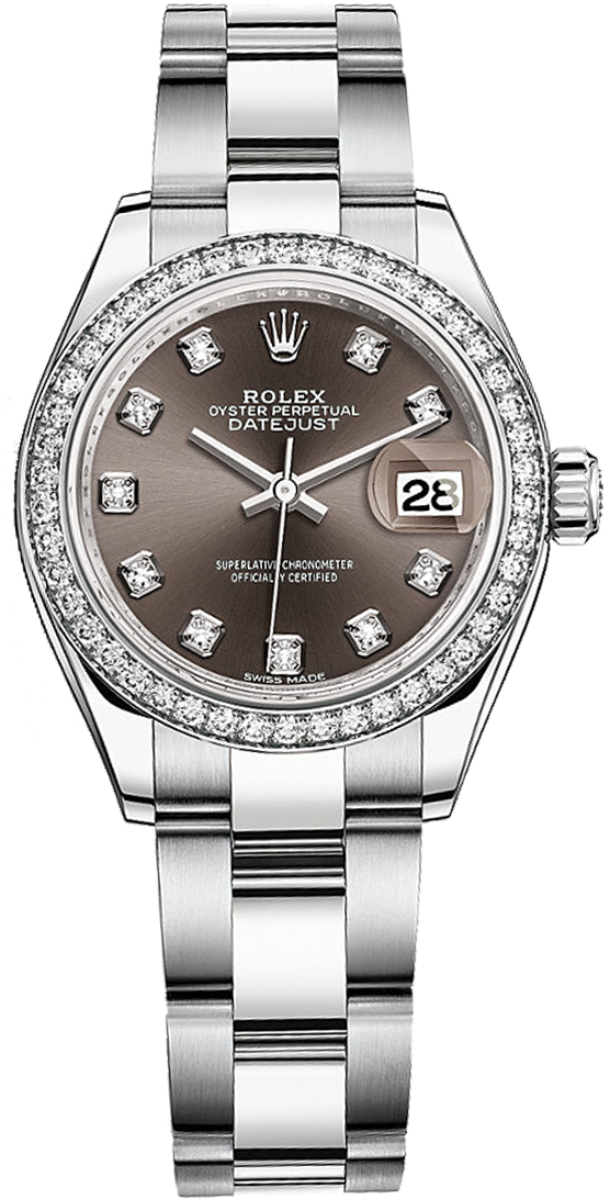 Rolex Lady-datejust 28 Dark Grey - Rolex Lady (816x1100), Png Download