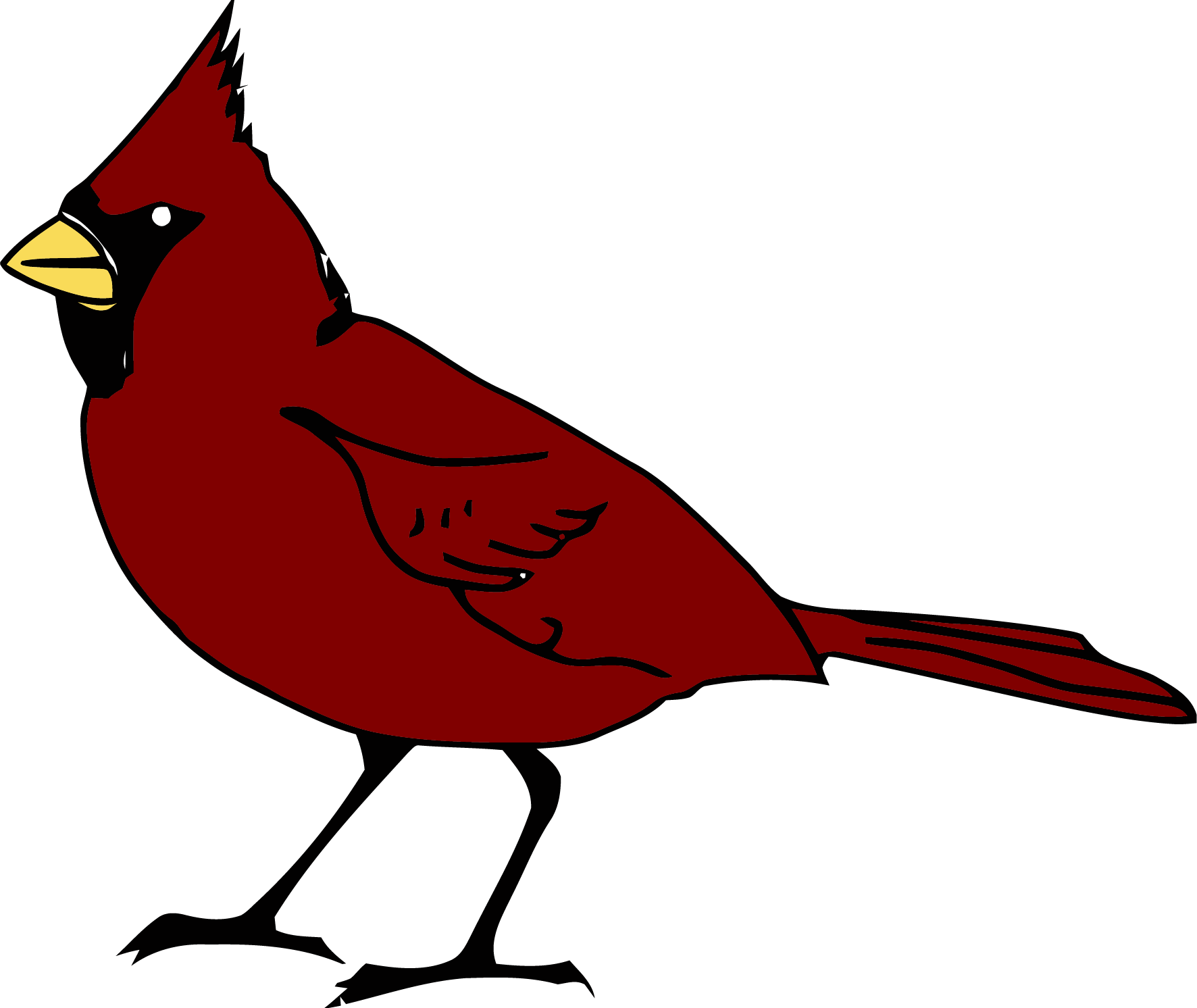 Dark Red Bird Clipart Png - Red Cardinal Yellow Beak (1772x1492), Png Download