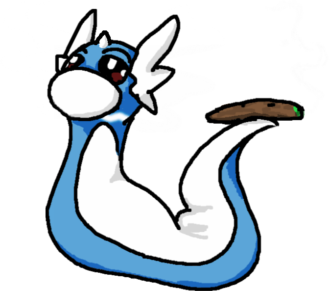 Dratini Hitting A Fat Blunt , - Cartoon (800x600), Png Download