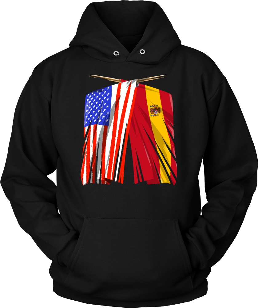 Spanish American Spain And America Pride Flag Hoodie - Pokemon Hoodie Mewtwo (1000x1000), Png Download