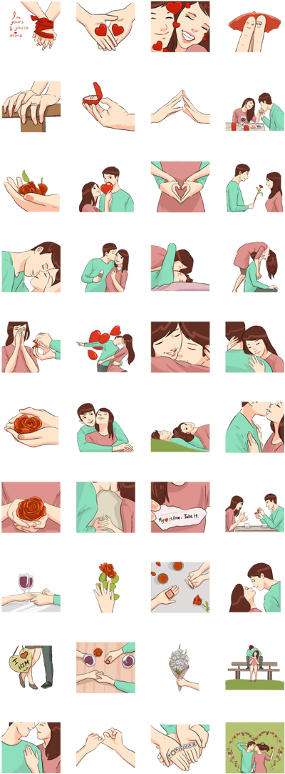The Signs Of Love 6 Line Stickers (420x1121), Png Download