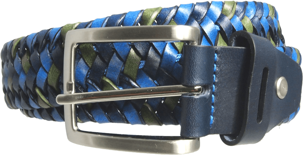 34 Mm Tri Color Elastic Weave Belt Blue Mens Belts - Belt (1024x1027), Png Download