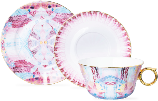 Falling Flowers Pink Trio - Saucer (555x555), Png Download