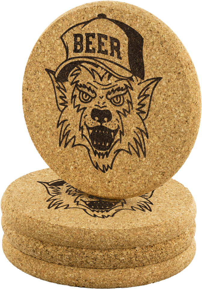 Werewolf Beer Hat Round Cork Coasters Coasters - Illustration (1024x1024), Png Download