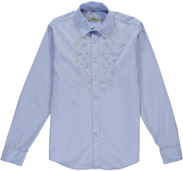 Garmisch Embroidered Shirt In Pale Blue - Button (600x559), Png Download