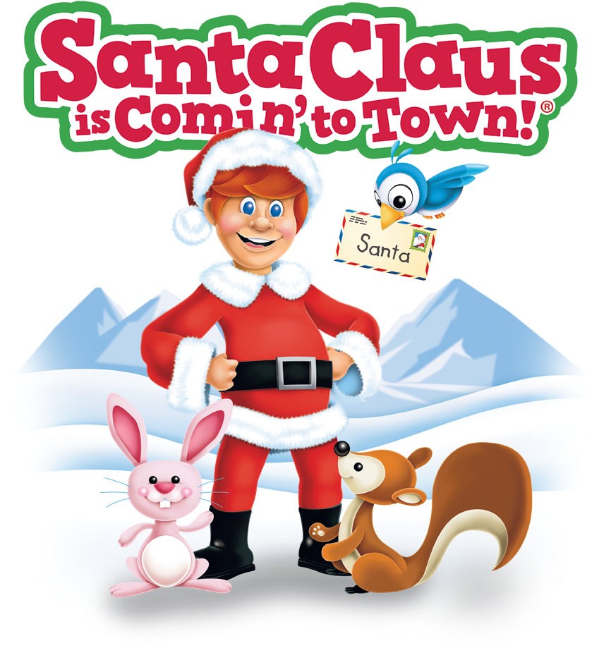 Santa Claus Is Comin To Town Animal Friends Men's Crewneck - Shirt (850x1017), Png Download
