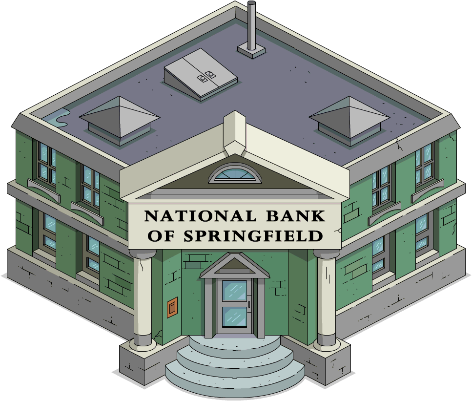 Tapped Out National Bank Of Springfield - Springfield Bank Simpsons (967x821), Png Download
